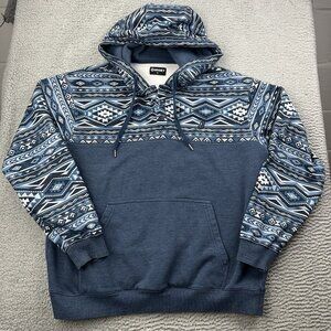 Hooey Jimmy Aztec Blue Henley Pullover Sweatshirt Hoodie Size XL